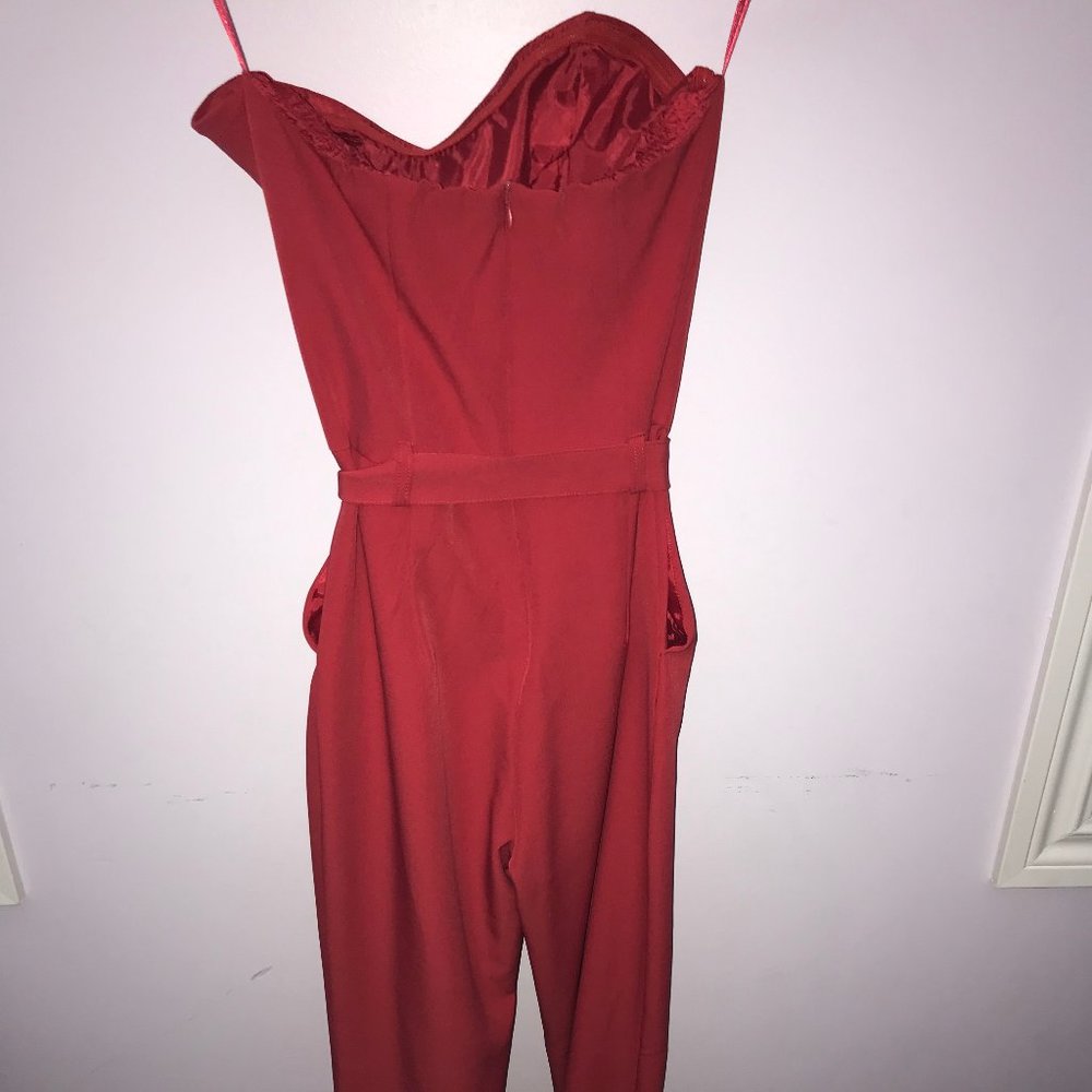 Strapless Red Jumpsuit - Picture 2 of 5